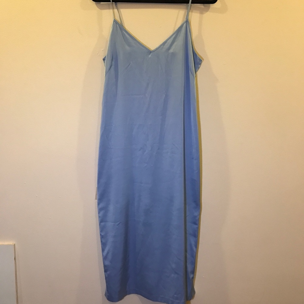 Blue Satin Slip Dress